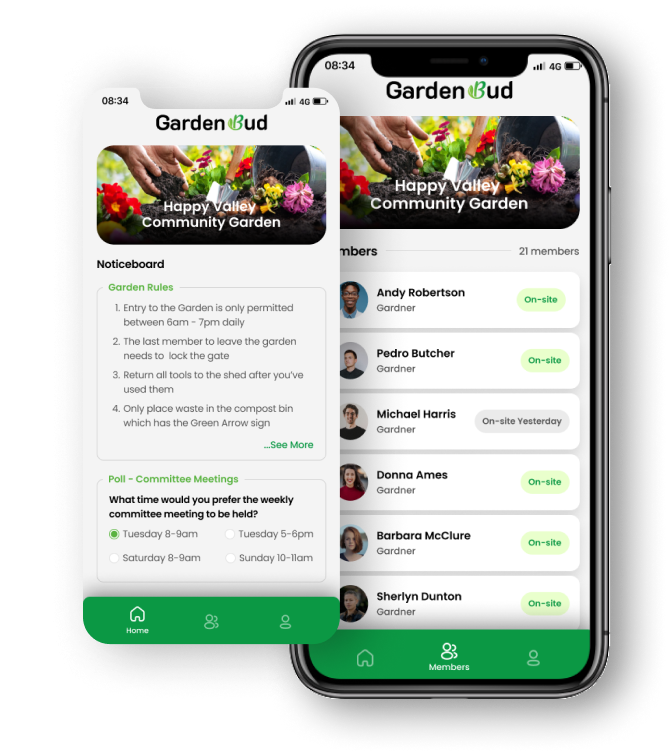 Garden Bud Community Garden App Features